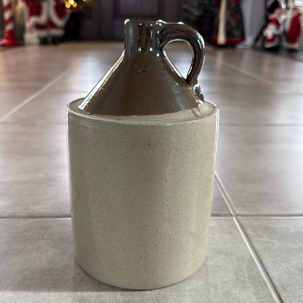 VINTAGE Stoneware Pottery Whiskey Liquor Jug Crock- Excellent Condition for Age